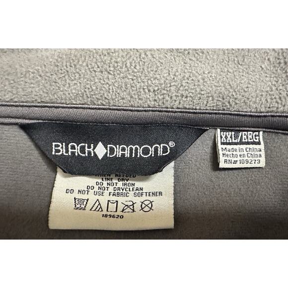 Black Diamond Softshell Fleece Lined Jacket Black Gray Mens Size XXL Small Stain - Picture 5 of 13